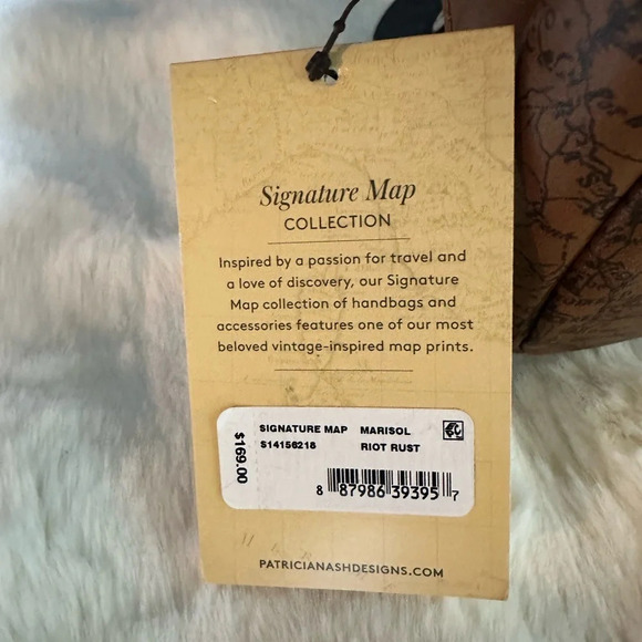 Patricia Nash Marisol European Map Leather Sling Bag Riot Rust NWT - Picture 13 of 13